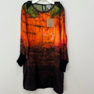 Hilda Henry Long Sleeve Dress with Peter Pan Collar - 100% Silk